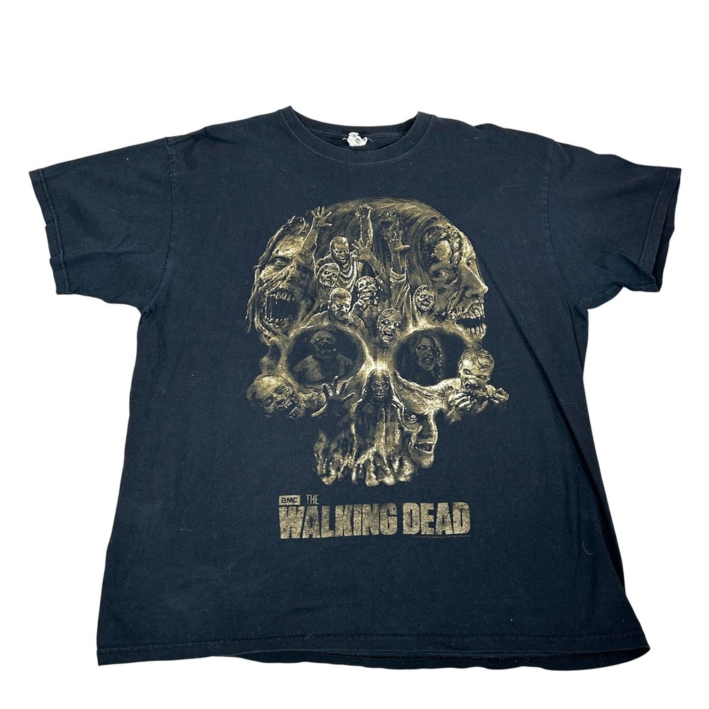 The Walking Dead AMC Zombie Skull Graphic T Shirt Black Jerzees XL